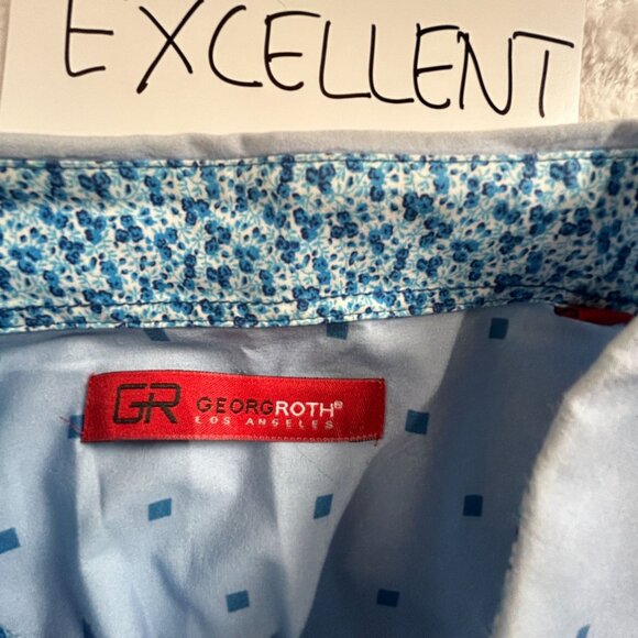 Georg Roth Los Angeles Mens XL Long Sleeve Button-Down Shirt Blue Square Print - Picture 3 of 10